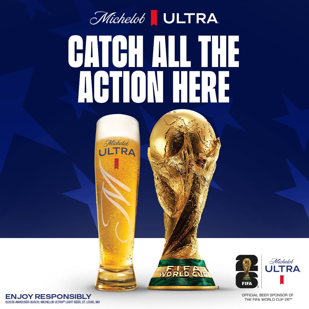 Michelob ULTRA Catch All The Action Here World Cup watch party artwork